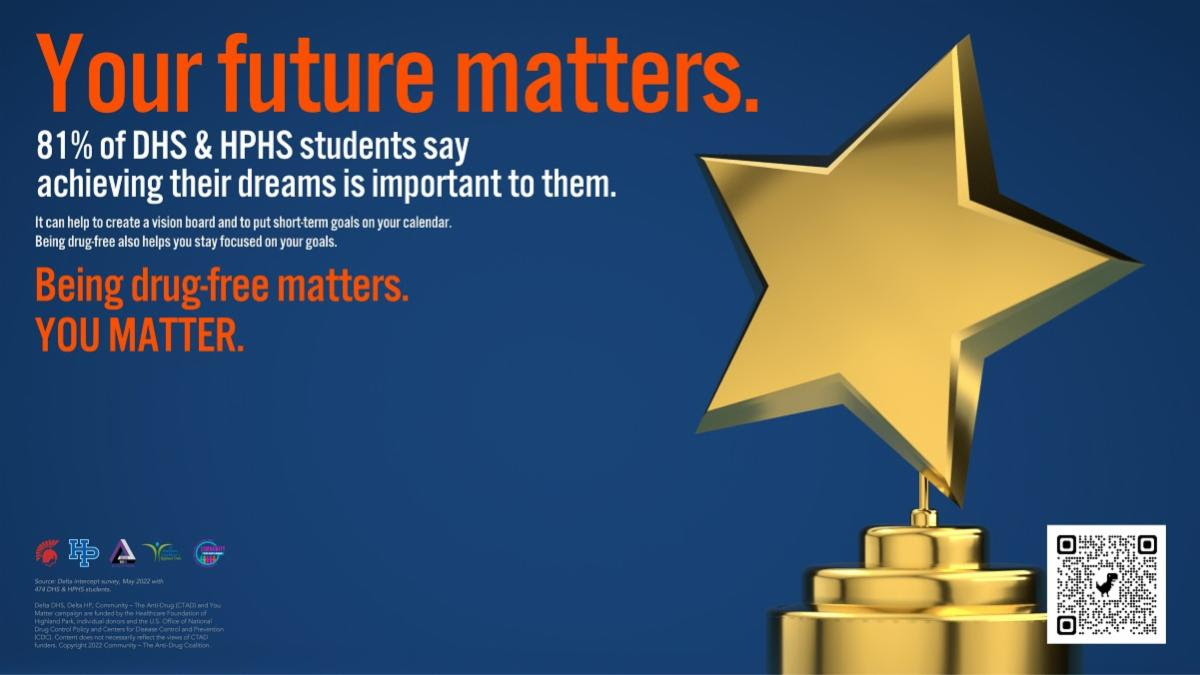 Your Future Matters. Being Drug-Free Matters. YOU MATTER. Poster created by Delta DHS and HPHS students.